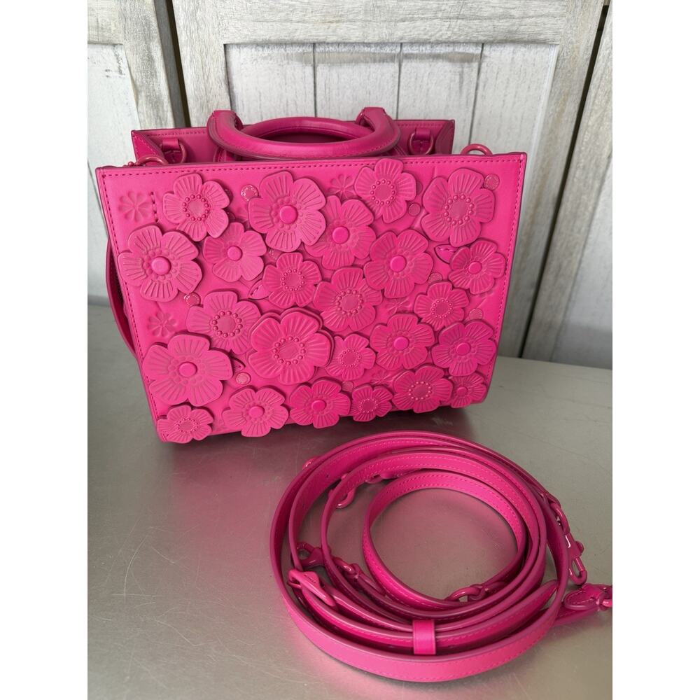 COACH Rogue Bag 25 Tea Rose Dragonfruit Pink Glovetanned Leather Excellent - Picture 2 of 13
